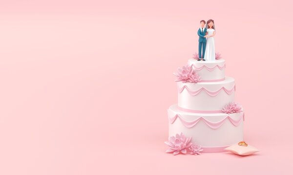 Isolated Wedding Cake. 3D Illustration - Powered by Adobe