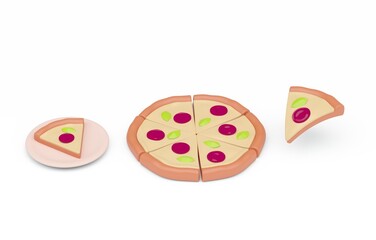 Set 3D Pizza. 3D render