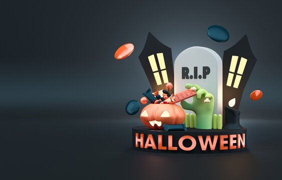 3D Halloween Concept. 3D Illustration