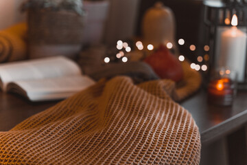 autumn photo on table with candles