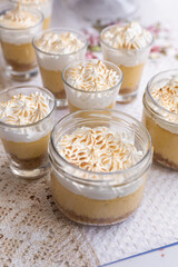 dessert decoration for a party, served on a table, coffee sweet dessert with cream, food