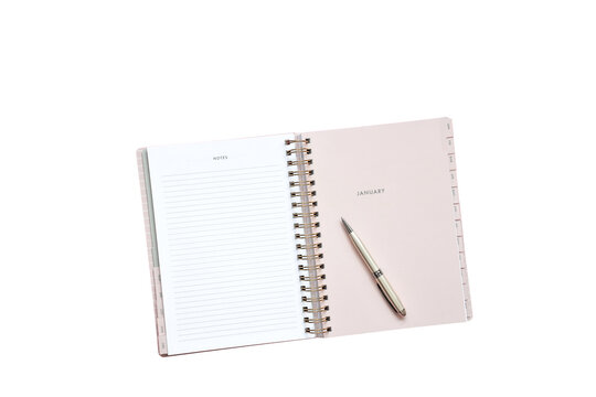 Blank open monthly planner pages with month of January - Powered by Adobe