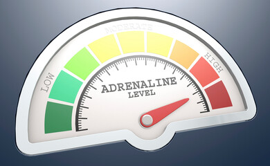 Adrenaline level measuring scale with color indicator - obrazy, fototapety, plakaty