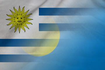 Fototapeta premium Uruguay and Palau government flag transborder negotiation PLW URY