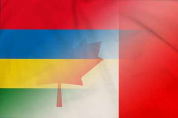 Mauritius and Canada political flag international contract CMR MUS
