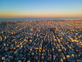 Poster Zonsondergang in Buenos Aires, panoramische fotografie © Drone Buenos Aires