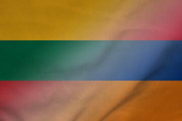 Fototapeta premium Lithuania and Armenia state flag international negotiation ARM LTU