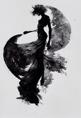 Dark angel silhouette ink smoke 