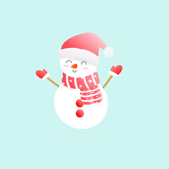 Snowman on light blue background 