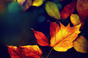 Fototapeta na wymiar Autumn Season Leaves, Made by AI, Artificial Intelligence