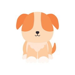 Cute Little Puppy Dog Sitting Pet Animal in Animated Cartoon Vector Illustration