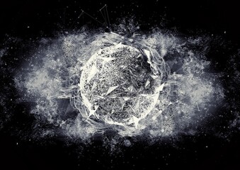 black and white explosion