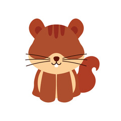 Cute Little Squirrel Sitting Rodent Pet Animal in Fawn Animated Cartoon Vector Illustration