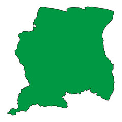Map of Suriname - Green