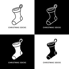 Christmas Socks Cartoon Logo Icon. Xmas Ornament Symbol. Winter Clothes Illustration
