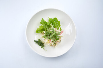 Traditional Waldorf salad with celery, apple, walnut and yoghurt dressing