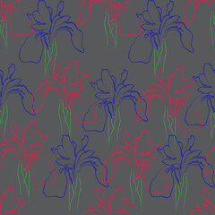 Seamless fabric of  floral Line Pattern Vector, like ornament vector. Suit for package design, wallpaper, fashion print.