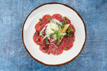 beef carpaccio with lemon and parmesan