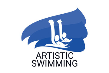 Fototapeta premium artistic swimming sport vector line icon. sport pictogram, vector illustration.