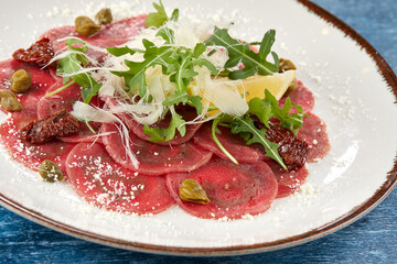 beef carpaccio with lemon and parmesan
