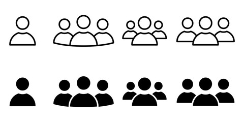 Naklejka na ściany i meble Conjunto de iconos de grupo de personas. Usuario, avatar, silueta de persona. Equipo, agrupación. Ilustración vectorial