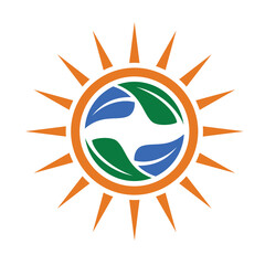 Solar panel logo vector icon of natural energy design