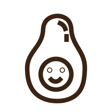 Avocado Kawaii Food Vegetable Outline Icon