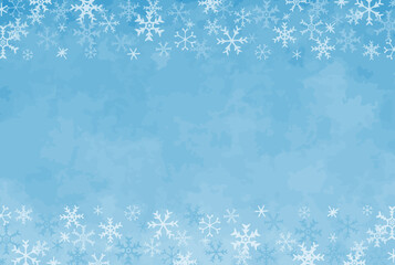 優しい青色の雪の結晶の背景イラスト