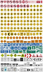 hundres of different highly detailed and fully editable vector Traffic-Road Sign Collection. © engrafx
