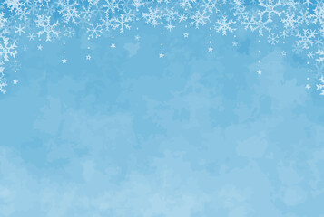 綺麗な青色の雪の結晶の背景イラスト