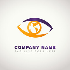 Eye vector logo design template. suiteable for company logo. orange. purple