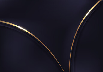 Abstract background 3D elegant template golden and purple curved lines shape and lighting sparking luxury style