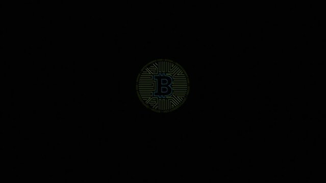Bitcoin logo and background with imperfect motion - Bitcoin Noise glitches overlay video. Bitcoin Digital Video Glitch Malfunction - Film Noise on Analog TV Screen VHS, Bitcoin video - Blockchain