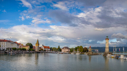 Fototapeta premium lindau island - On the island of Lindau in the eastern Lake Constance is the Altstadt of the Bavarian county town of Lindau,