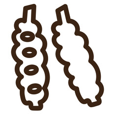 bean carob food fruit pod tropical vegetable outline icon