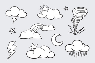 vector set of weather doodle elements, for design purposes