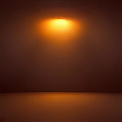 Fototapeta na wymiar Orange spotlight on dark room for mockup products presentation 