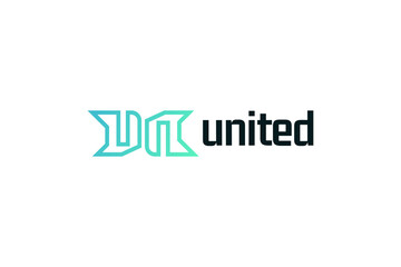 Initial UN Logo with Abstract and Minimal Concept. Letter U and N Logo with Outline Style in Green Gradient. Suitable for Business or Technology Logo
