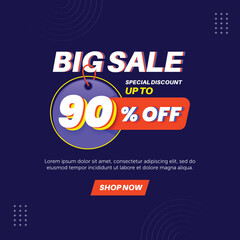 Fototapeta premium Big sale 90%. Number special discount sign template design