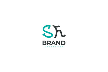 Simple and Minimal Letter S and H Logo Design. SH Logo Design with Line Style. Suitable for Business or Technology Logo