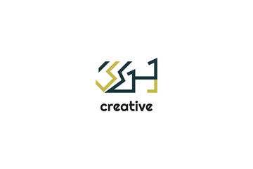 Fototapeta premium Initial S and H Logo Design with Abstract and Minimal Concept. SH Letter Logo with Line Style. Suitable for Business or Technology Logo