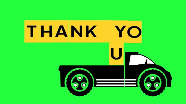 Animated thank you video. Letters jumping from the car form a thank you letter.