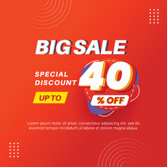Fototapeta premium Big sale 40%. Number special discount sign template design