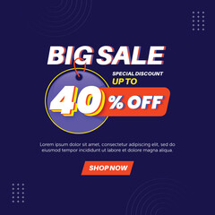 Fototapeta na wymiar Big sale 40%. Number special discount sign template design