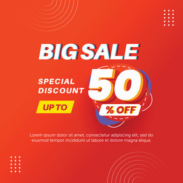 Big sale 50%. Number special discount sign template design
