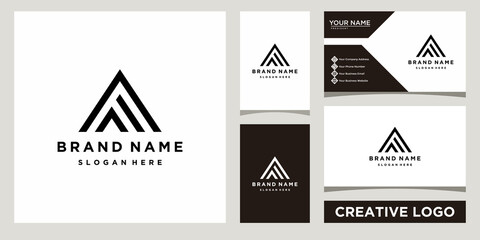 triangle AF letter logo design template with business card design