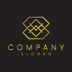 Diamond Logo letter monogram with triangle shape design template isolated on black background