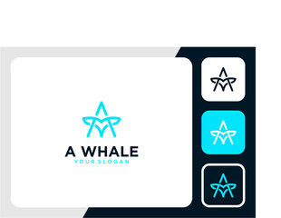 whale logo design with letter a and tail