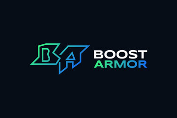 Fototapeta premium BA Logo with Modern and Minimal Concept. Abstract Letter B and A Logo with Blue and Green Line Style. Suitable for Business or Technology Logo