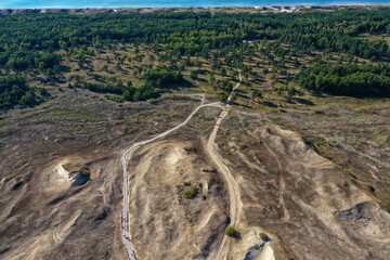 Aerial view of dead dunes in Curonian spit National park, Lithuania - 538258989